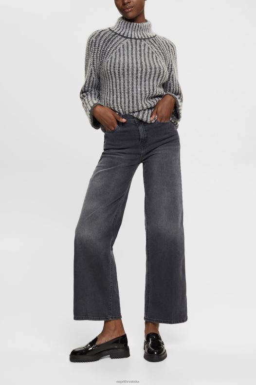 Esprit žene široke traperice visokog struka crno srednje pranje traper A48RT449