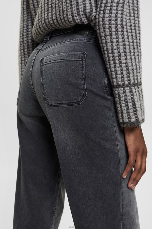 Esprit žene široke traperice visokog struka crno srednje pranje traper A48RT449