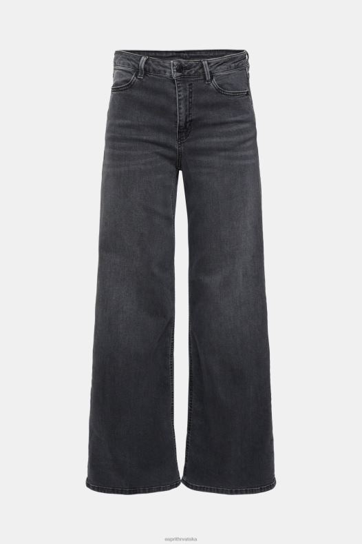 Esprit žene široke traperice visokog struka crno srednje pranje traper A48RT449