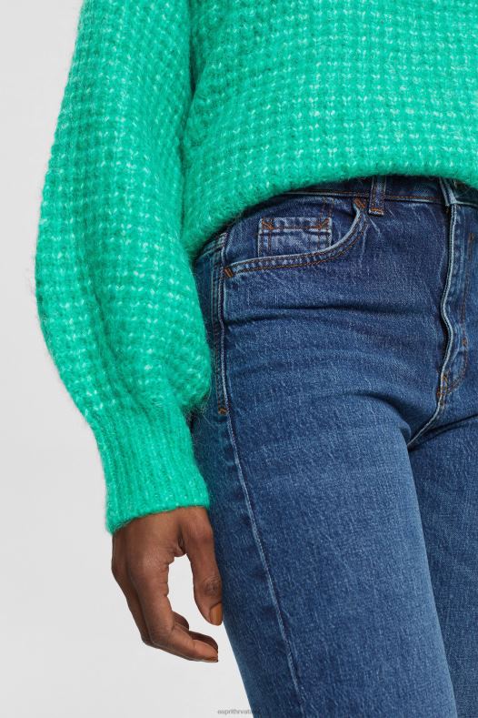 Esprit žene rastezljive ravne traperice visokog struka plava srednje pranje traper A48RT337