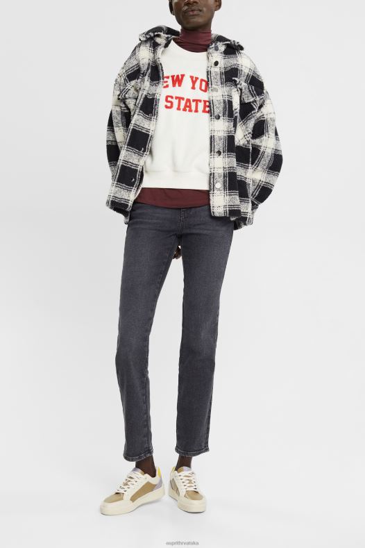 Esprit žene rastezljive ravne traperice visokog struka sivo tamno pranje traper A48RT328