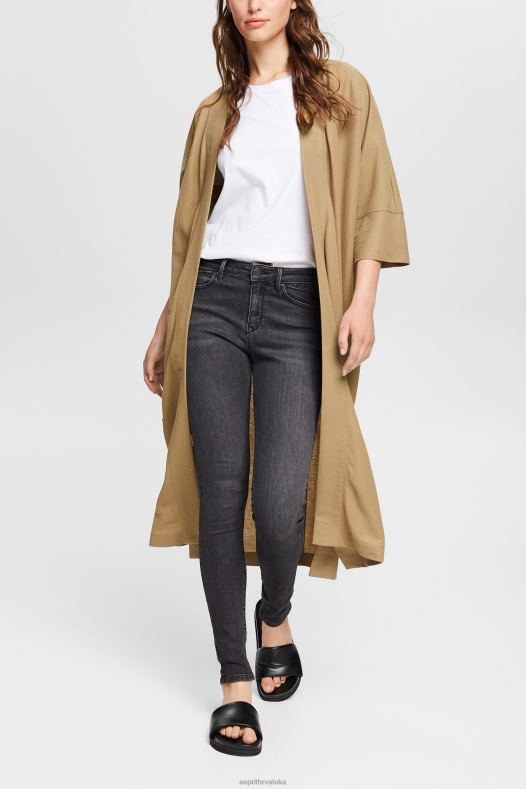 Esprit žene rastezljive traperice srednjeg rasta s dodirom kašmira sivo tamno pranje traper A48RT341