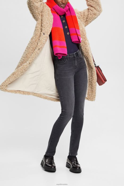 Esprit žene rastezljive traperice uskog kroja srednjeg rasta crno srednje pranje traper A48RT340