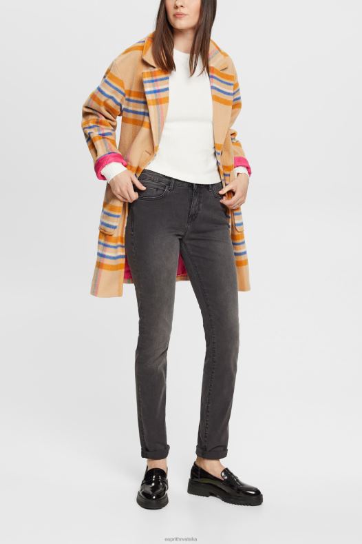 Esprit žene rastezljive traperice uskog kroja srednjeg rasta, dual maks sivo tamno pranje traper A48RT398