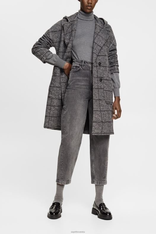 Esprit žene traperice banana kroja s asimetričnim pojasom crno srednje pranje traper A48RT339