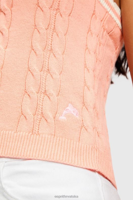 Esprit žene kabelski džemper s logotipom dupina ružičasta veste A48RT410