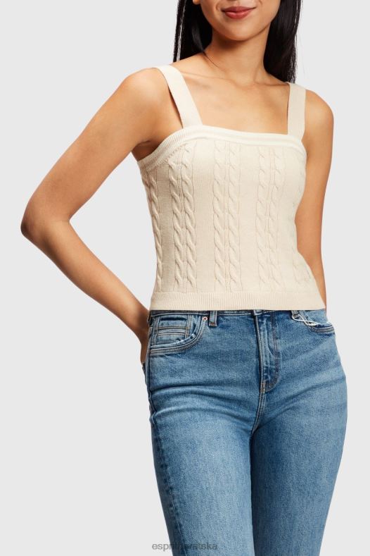 Esprit žene kabelski džemper s logotipom dupina svijetlo bež veste A48RT409