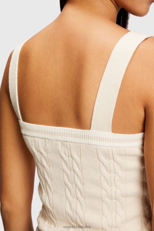 Esprit žene kabelski džemper s logotipom dupina svijetlo bež veste A48RT409