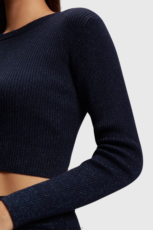 Esprit žene metalik džemper sa zavrnutim leđima mornarica veste A48RT358