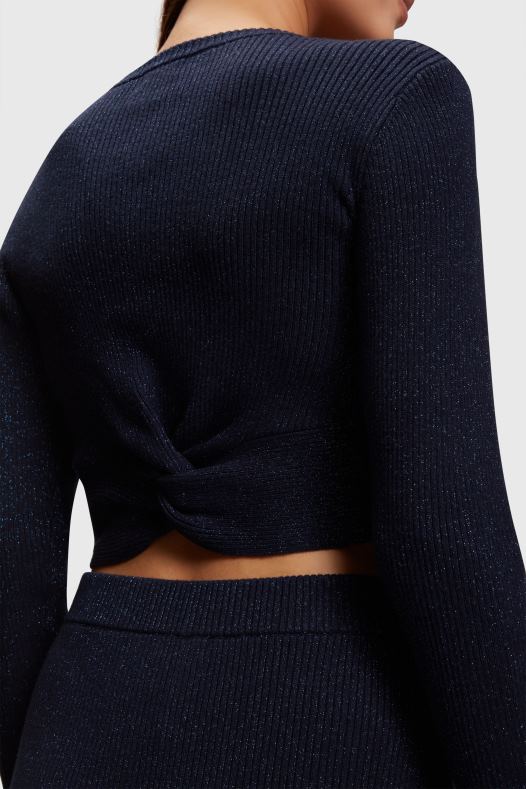 Esprit žene metalik džemper sa zavrnutim leđima mornarica veste A48RT358