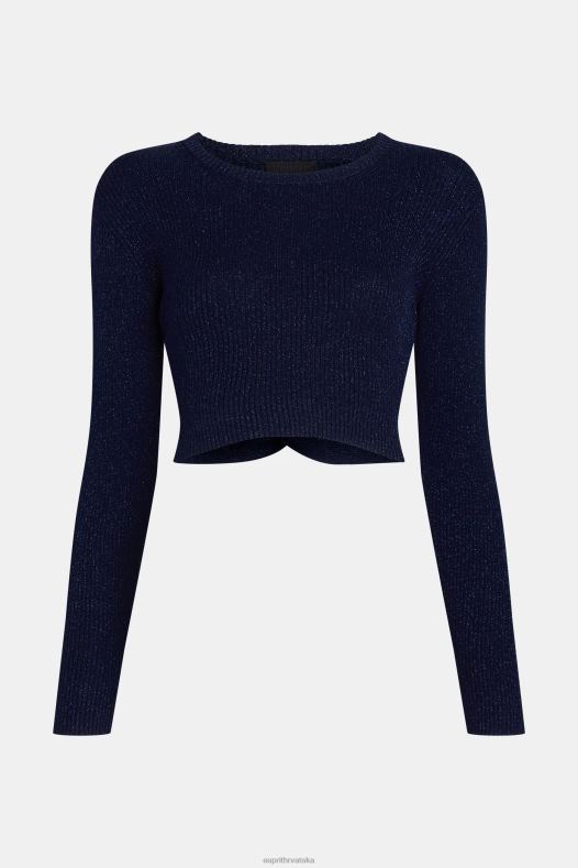 Esprit žene metalik džemper sa zavrnutim leđima mornarica veste A48RT358