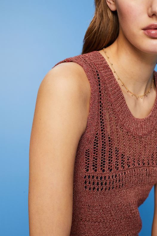 Esprit žene muline džemper bez rukava, mješavina pamuka terakota veste A48RT106