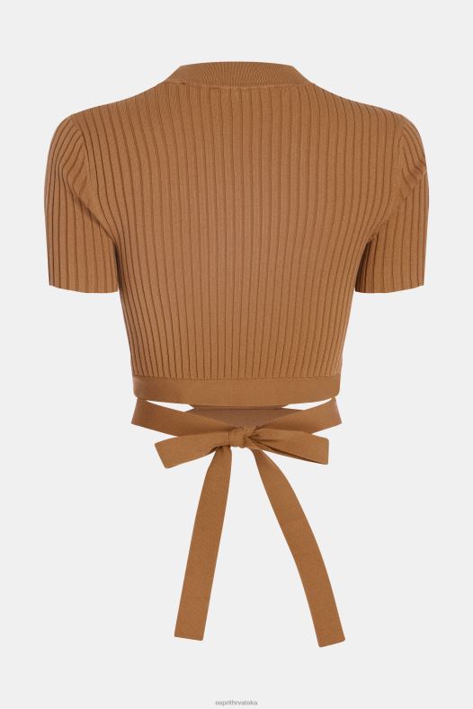 Esprit žene nabrani gornji dio smeđa veste A48RT375