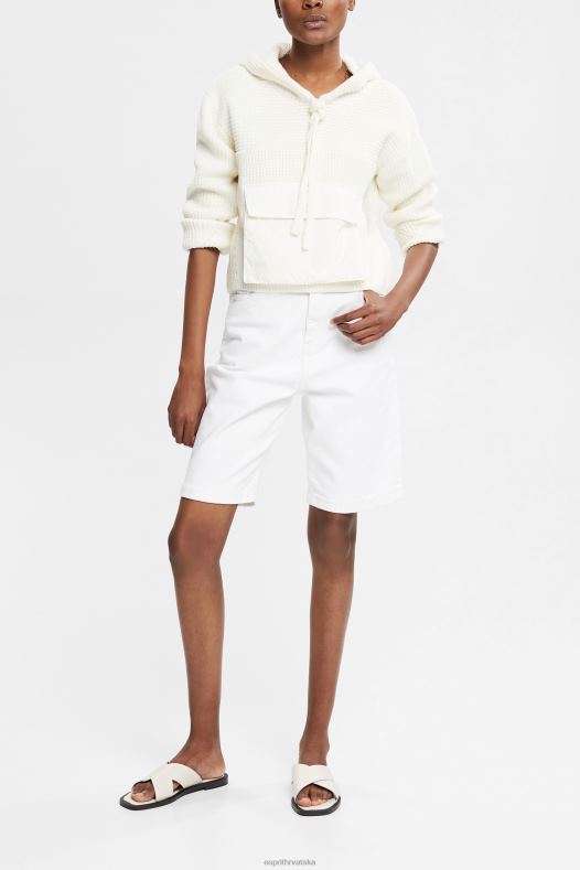 Esprit žene pleteni džemper s kapuljačom prljavo bijelo veste A48RT563