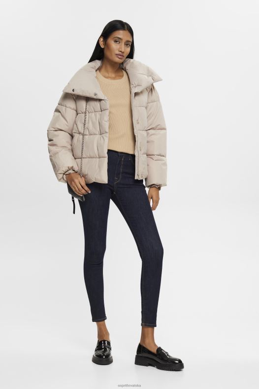 Esprit žene rebrasti džemper kratkih rukava pijesak veste A48RT318