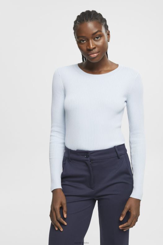 Esprit žene rebrasti skakač pastelno plava veste A48RT274