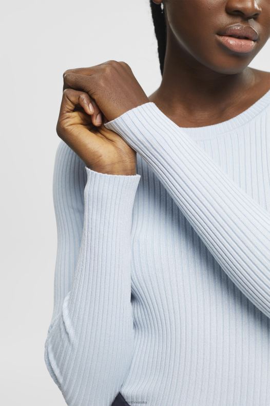 Esprit žene rebrasti skakač pastelno plava veste A48RT274