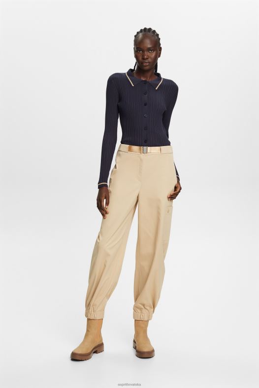 Esprit žene sprijeda pleteni polo top s gumbima petrolej plava veste A48RT22