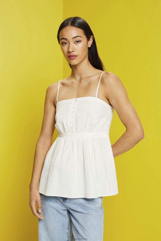 Esprit žene majica s teksturom bijela vrh A48RT224