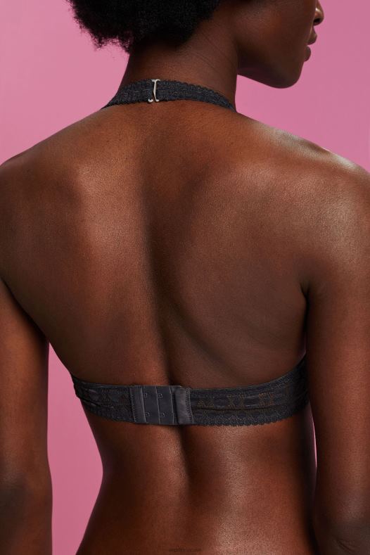 Esprit žene reciklirano: mekani grudnjak s ovratnikom i čipkom antracit vrh A48RT77