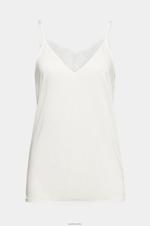 Esprit žene vrh s čipkom, lenzing ecovero prljavo bijelo vrh A48RT243